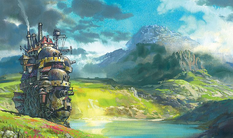 Хаяо Миядзаки, замки, стимпанк, Studio Ghibli, Ходячий замок - обои на рабочий стол