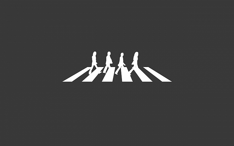 Abbey Road, минималистичный, силуэты, The Beatles, серый фон - обои на рабочий стол