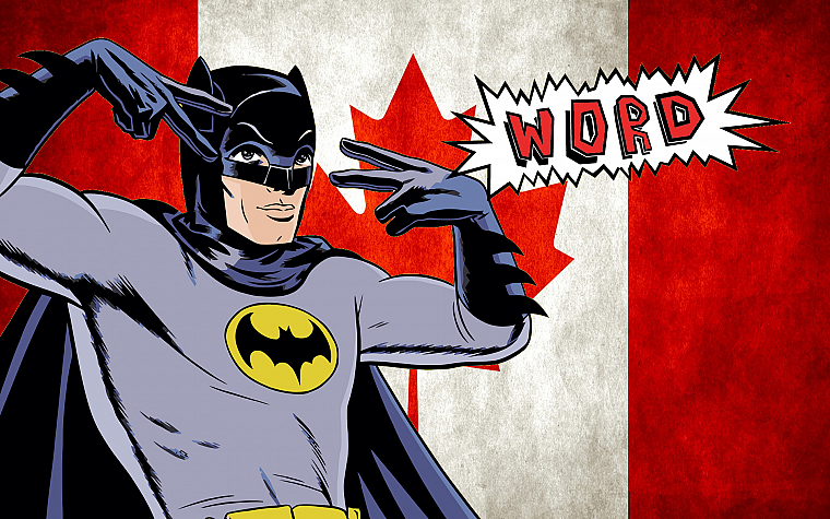 Бэтмен, текст, Канада, Канадский флаг - обои на рабочий стол