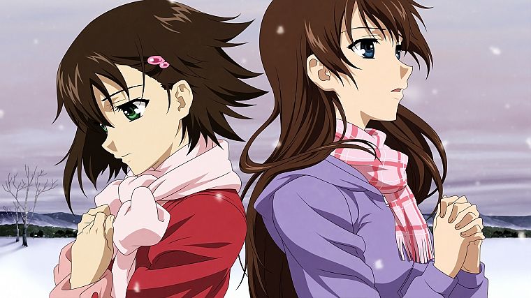 зима, Истинные Слезы, Ной Isurugi, Хироми Yuasa, аниме девушки - обои на рабочий стол