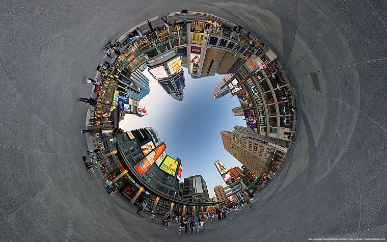здания, Торонто, произведение искусства, панорама круг, рыбий глаз круг, города - обои на рабочий стол