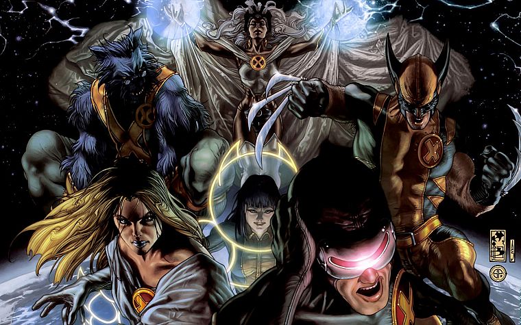 X-Men, уроженец штата Мичиган, доспехи, Марвел комиксы, Эмма Фрост, Циклоп, Удивительные X-Men, Шторм ( комиксы характер ), Хэнк Маккой ( Зверь ) - обои на рабочий стол