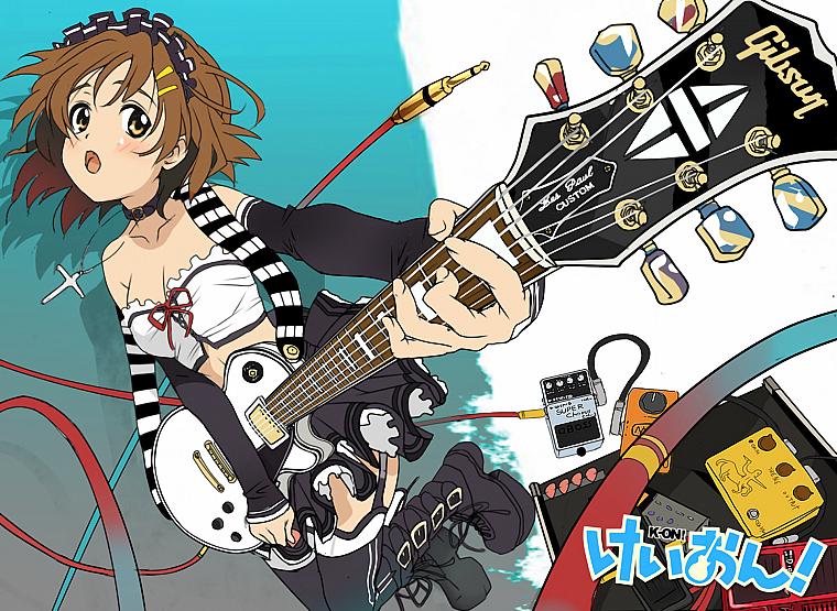 K-ON! (Кэйон!), Hirasawa Юи, гитары - обои на рабочий стол