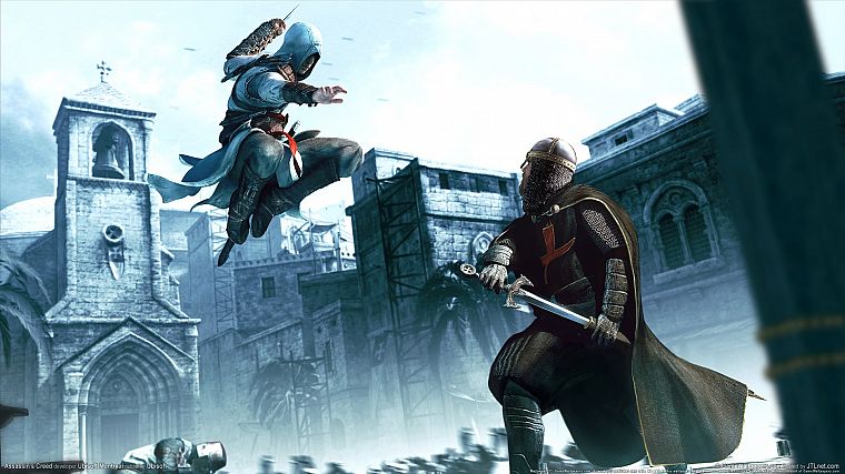 видеоигры, Assassins Creed, Альтаир ибн Ла Ахад, прыжки, доспехи, мечи - обои на рабочий стол