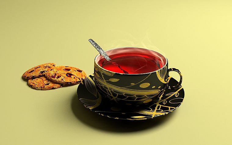 чай, печенье - обои на рабочий стол