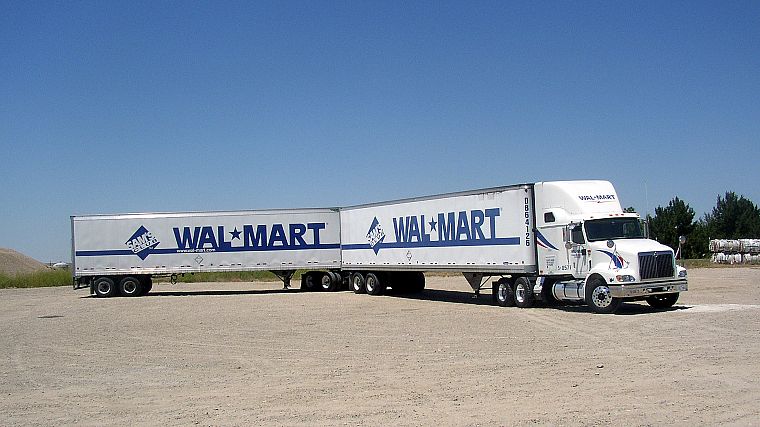 грузовики, полу, Walmart, о магистрали удваивается, автопоезд, транспортные средства - обои на рабочий стол