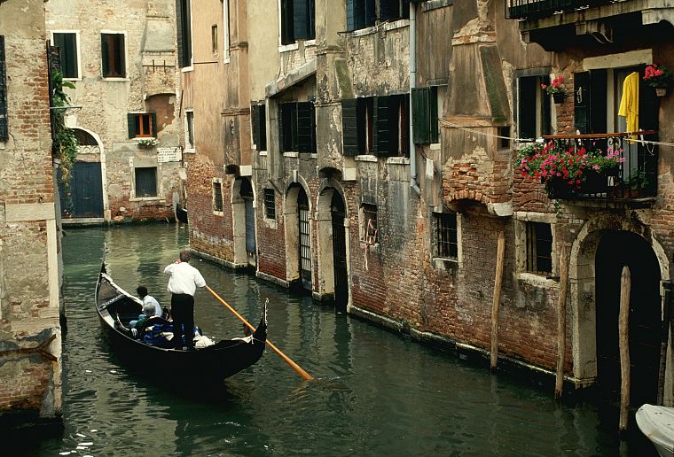 города, здания, Венеция, Италия, гондолы - обои на рабочий стол