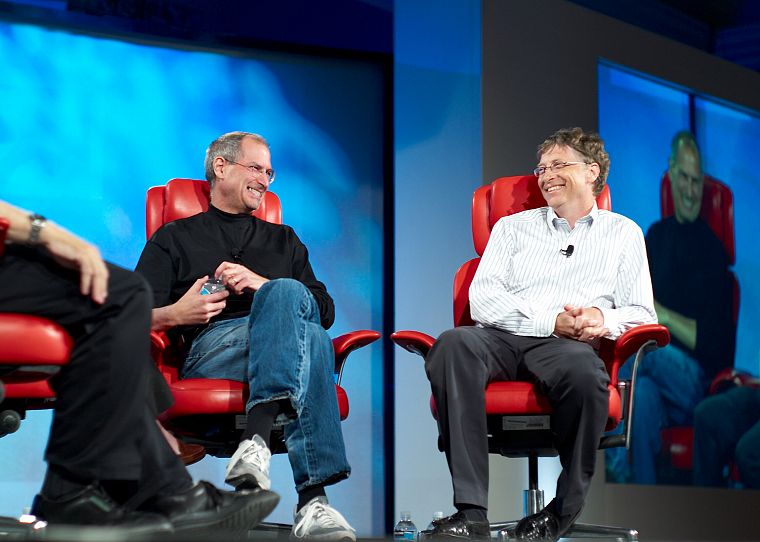Эппл (Apple), Microsoft, Билл Гейтс, Стив Джобс - обои на рабочий стол