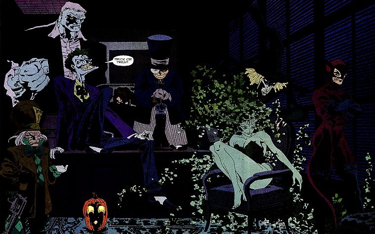 Бэтмен, DC Comics, Джокер, Женщина-кошка, Poison Ivy, Безумный Шляпник, Двуликий, Пингвин, Пугало ( комический персонаж ) - обои на рабочий стол