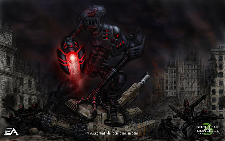 робот, Аватар, Команду и победить, GDI, механизм, танки, Tiberium, кивок, города, лазеры - обои на рабочий стол
