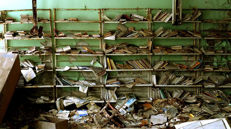 руины, библиотека, книги - обои на рабочий стол