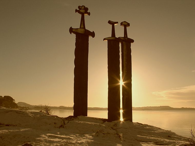 закат, мечи, норвежский, мечах викингов - обои на рабочий стол