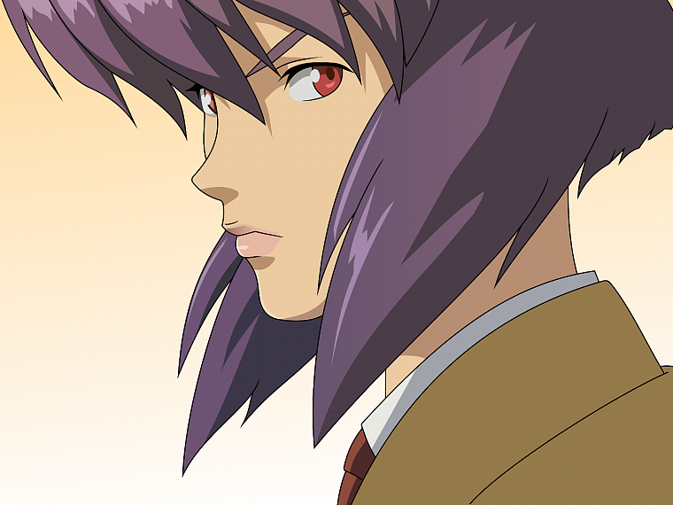 Мотоко Кусанаги, фиолетовые волосы, Призрак в доспехах - обои на рабочий стол