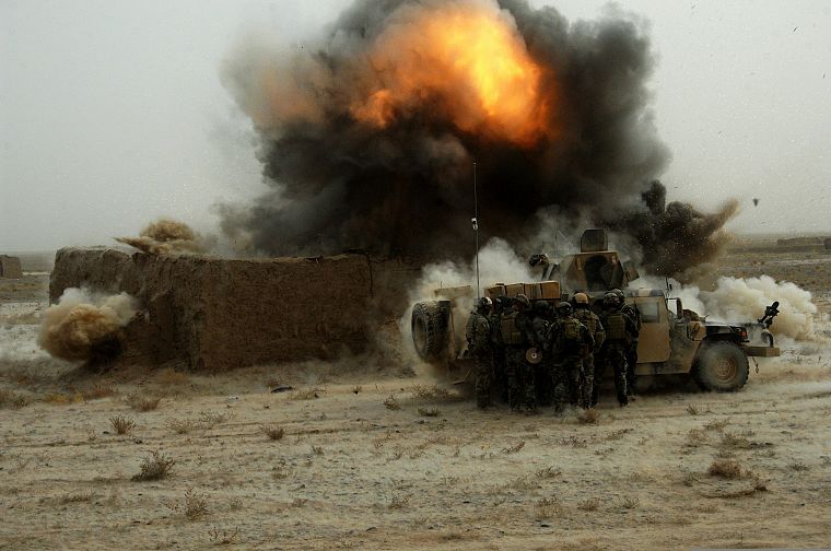 военный, взрывы, Афганистан, Humvee, HMMWV - обои на рабочий стол