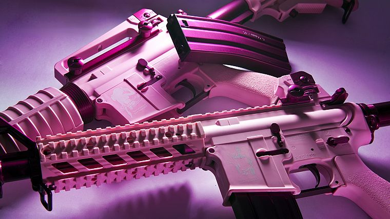 девушки, винтовки, пистолеты, розовый цвет, страйкбол - обои на рабочий стол