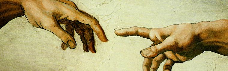 картины, руки, Микеланджело, Сотворение Адама - обои на рабочий стол