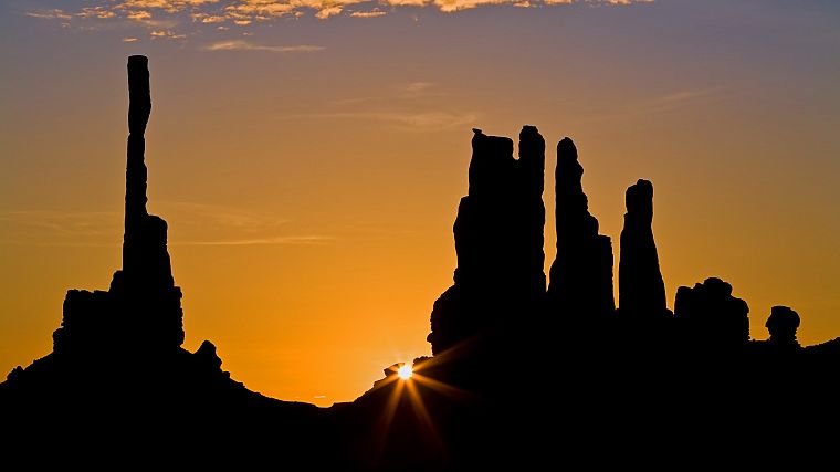 восход, Аризона, Долина монументов, скальные образования - обои на рабочий стол