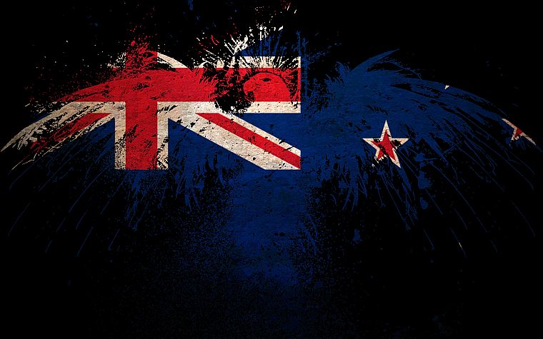 птицы, флаги, Новая Зеландия - обои на рабочий стол