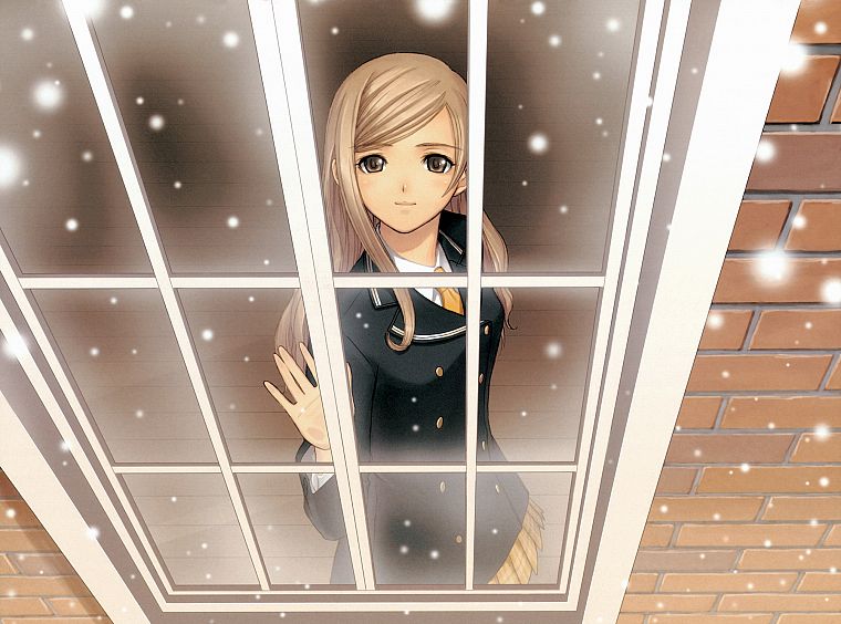 Тони Така, школьная форма, оконные стекла, Shining Wind, Touka Kureha, аниме девушки, Сияющий серии - обои на рабочий стол