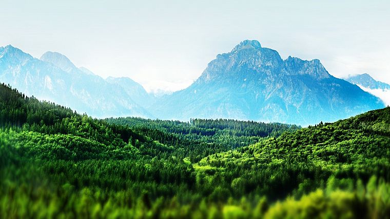 горы, пейзажи, леса, Бавария, сдвигом и наклоном - обои на рабочий стол