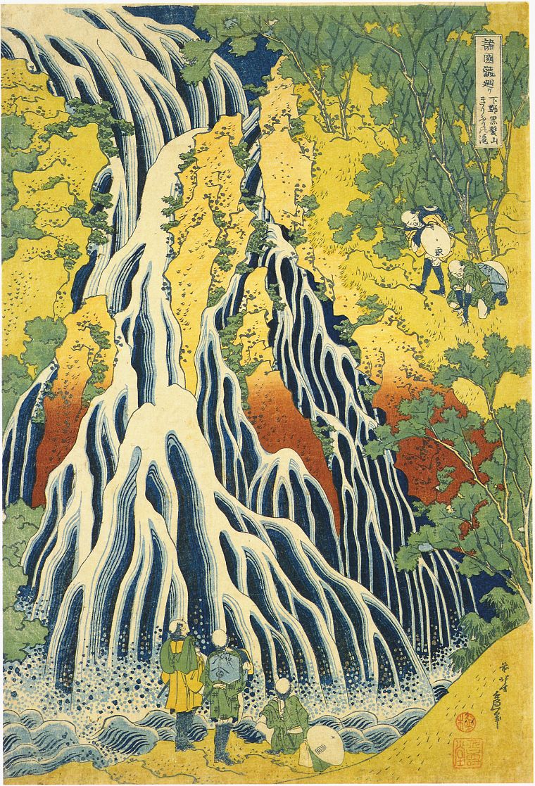 Япония, картины, водопады, Кацусика Хокусай - обои на рабочий стол