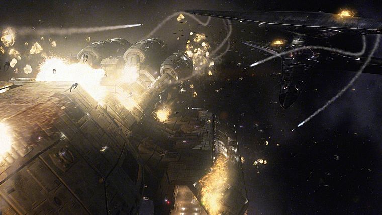 Звездный крейсер Галактика, космические корабли, пегас, сражения, научная фантастика, транспортные средства, Cylon - обои на рабочий стол