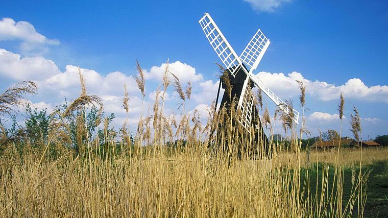 Великобритания, ветряные мельницы - обои на рабочий стол