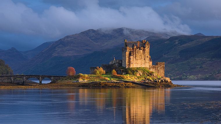 горы, замки, Шотландия, озера, Eilean Donan замок - обои на рабочий стол