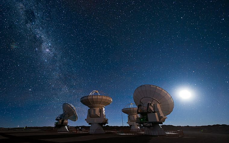 звезды, радиотелескоп - обои на рабочий стол