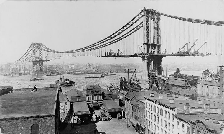 мосты, Манхэттен, строительство - обои на рабочий стол