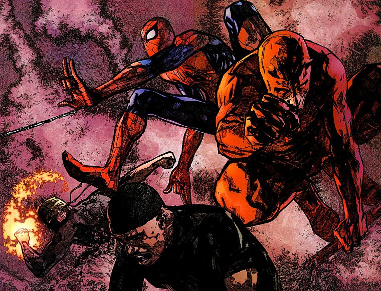 комиксы, Человек-паук, Iron Fist, Сорвиголова, Марвел комиксы, Люк Кейдж - обои на рабочий стол