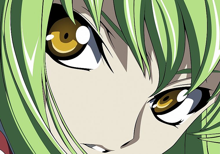 Code Geass (Код Гиас), зеленые волосы, желтые глаза, C.C., аниме - обои на рабочий стол