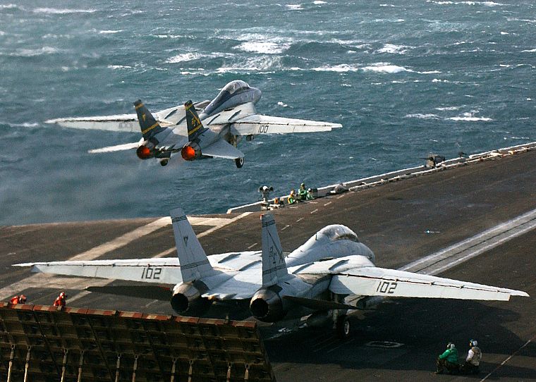 самолет, военный, военно-морской флот, транспортные средства, авианосцы, F-14 Tomcat - обои на рабочий стол
