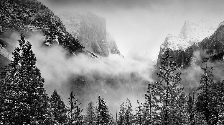 зима, буря, Калифорния, Национальный парк, Йосемитский национальный парк - обои на рабочий стол