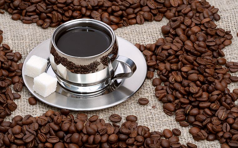 кофе, чашки, кофе в зернах - обои на рабочий стол