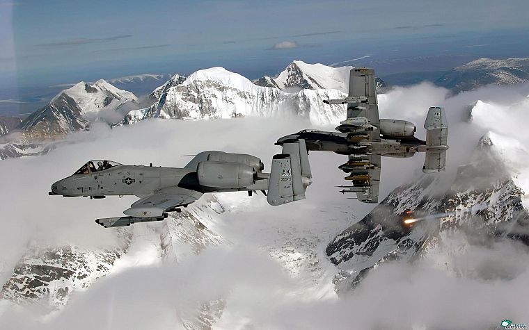 горы, снег, самолет, военный, самолеты, А-10 Thunderbolt II - обои на рабочий стол
