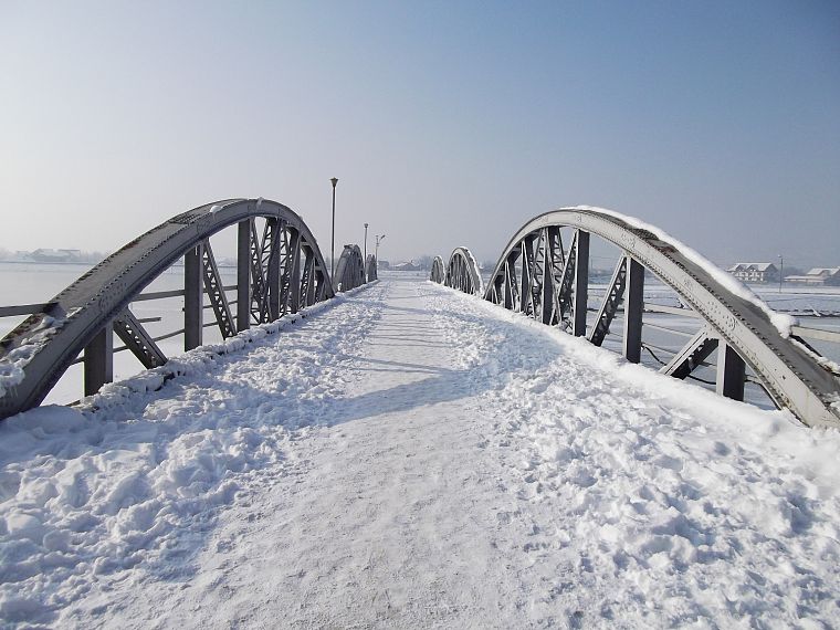 пейзажи, зима, замороженный, мосты - обои на рабочий стол