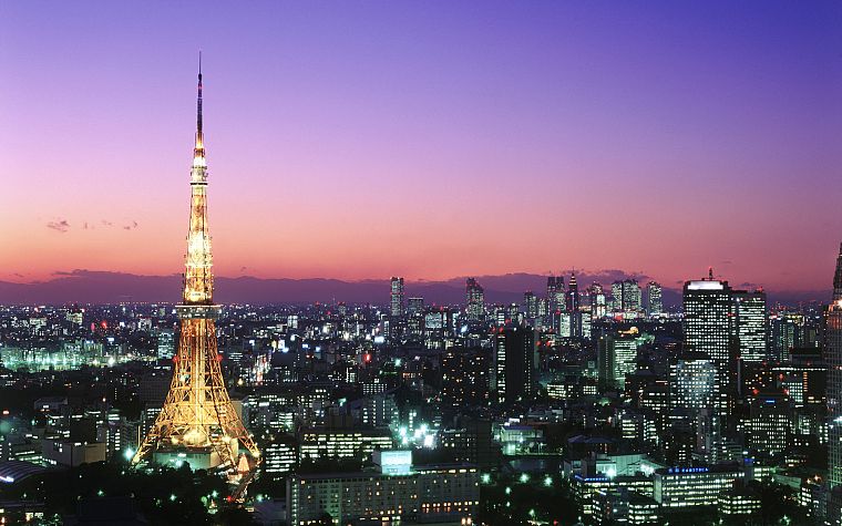 Токио, города, архитектура, здания, городские огни - обои на рабочий стол
