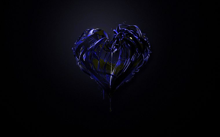 абстракции, синий, сердца - обои на рабочий стол