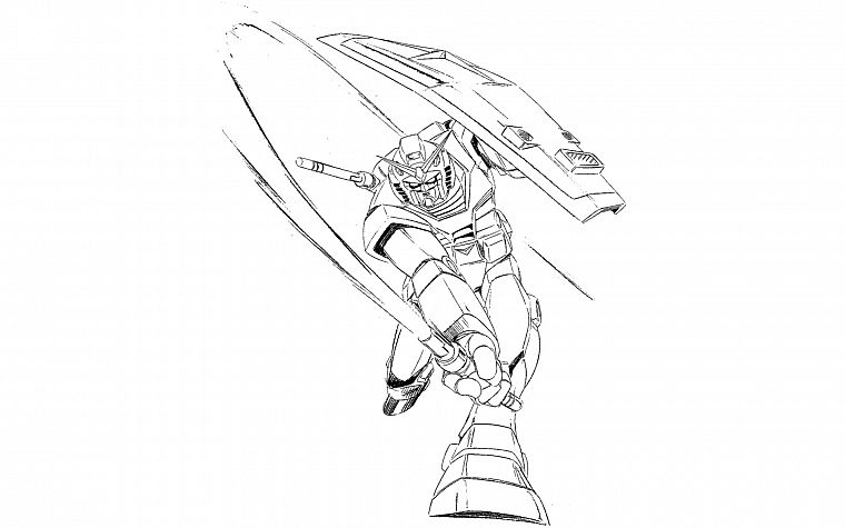 Gundam, линии искусства - обои на рабочий стол