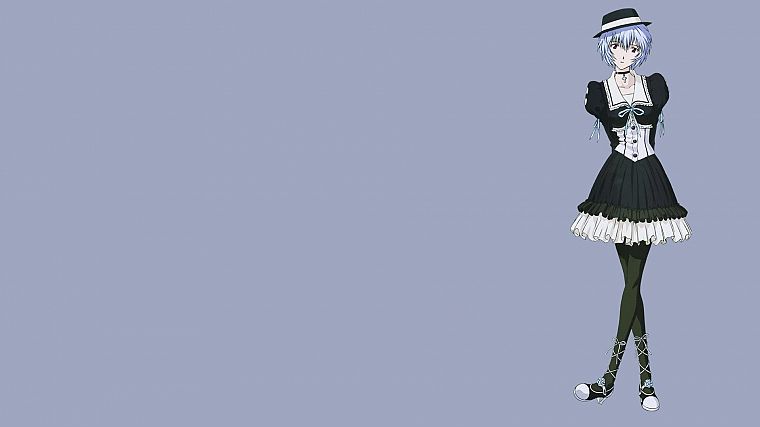 платье, Ayanami Rei, Neon Genesis Evangelion (Евангелион), простой фон, аниме девушки - обои на рабочий стол