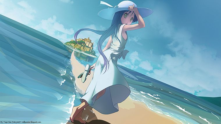 девушки, Счастливая Звезда (Лаки Стар), аниме, Izumi Каната, пляжи - обои на рабочий стол