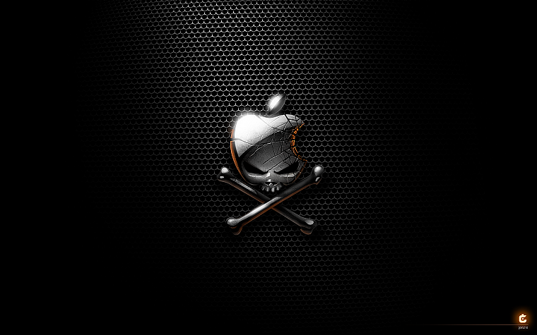 Эппл (Apple), череп и скрещенные кости, логотипы - обои на рабочий стол