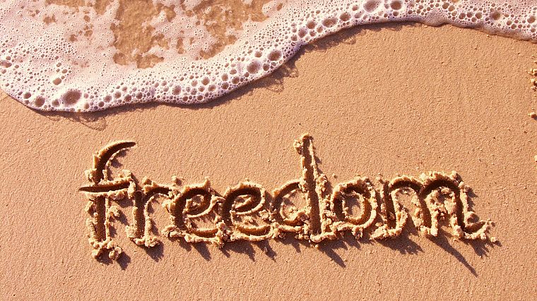 свобода, песок, написание, пляжи - обои на рабочий стол