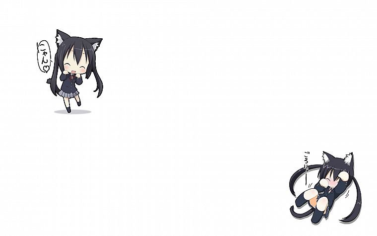 K-ON! (Кэйон!), уши животных, Накано Азуса, простой фон - обои на рабочий стол