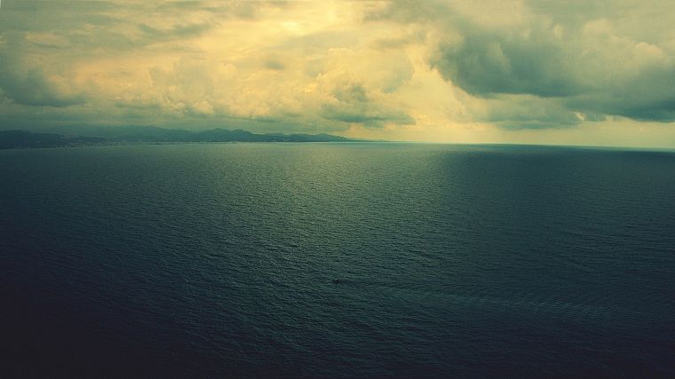 вода, облака, горизонт, спокойно, море - обои на рабочий стол
