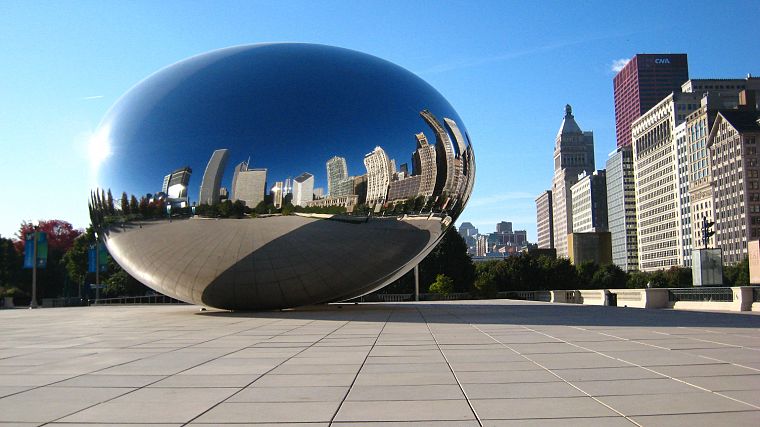Чикаго, небоскребы, произведение искусства, небо - обои на рабочий стол