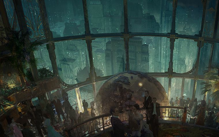 видеоигры, города, архитектура, Восторг, здания, партия, BioShock 2, произведение искусства, глобус - обои на рабочий стол