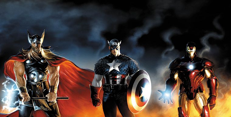 Железный Человек, Тор, Капитан Америка, Марвел комиксы - обои на рабочий стол