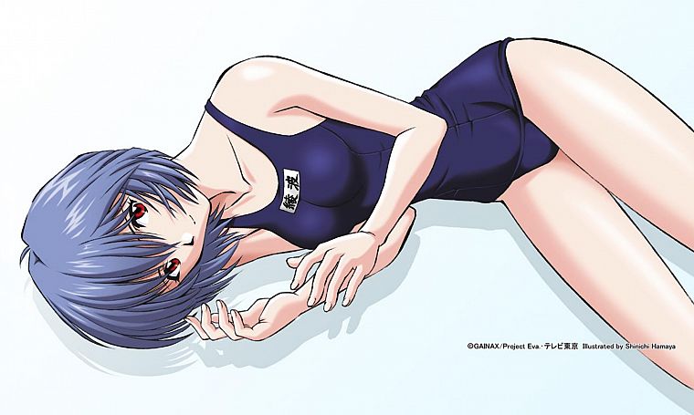 Ayanami Rei, Neon Genesis Evangelion (Евангелион), простой фон, школьные купальники, Mizugi Kanojyo - обои на рабочий стол
